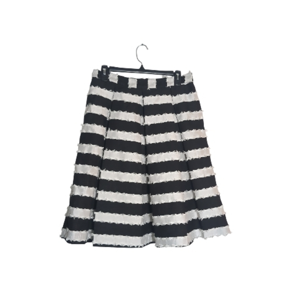 Endless Rose Large Black and White A-Line Midi Skirt Fringe Bold Graphic Whimsy